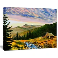 Design Art Sunset in Mountains Canvas Print