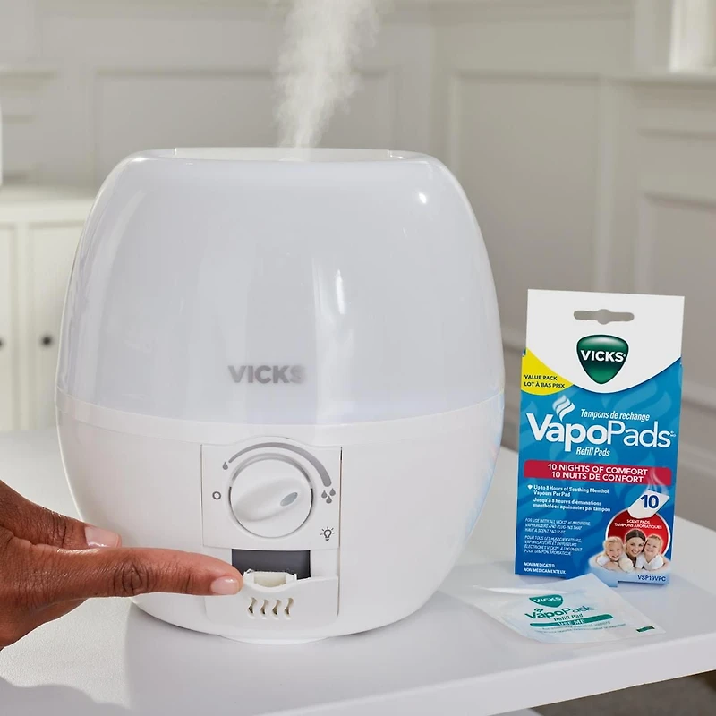 Vicks VUL500C 3-in-1 SleepyTimeᵀᴹ Ultrasonic Humidifier Diffuser Night-Light, 7 Night-Light Colours