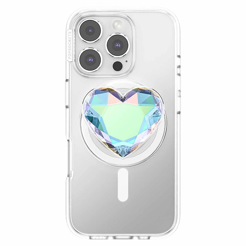 PopSockets PopGrip for MagSafe Round with Adapter Iridescent Dichroic Heart