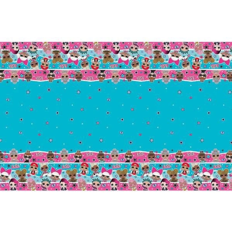 LOL Surprise Rectangular Plastic Table Cover, 54" x 84", 1 Tablecover measures 54" x 84"