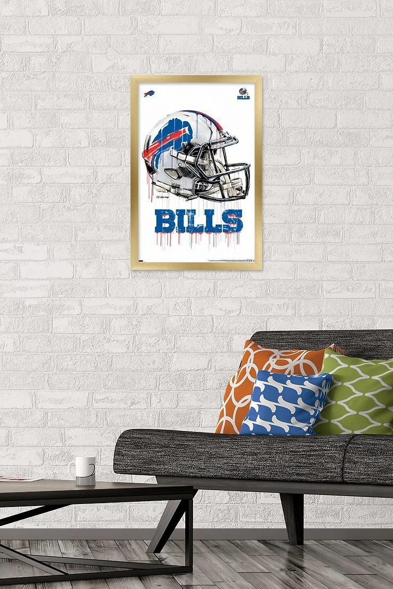 NFL Buffalo Bills - Drip Helmet 20 Wall Poster with Magnetic Frame, 22.375" x 34"