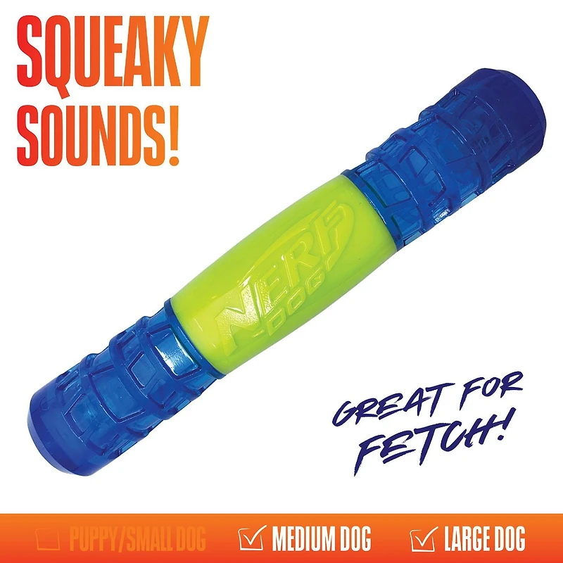 NERF Dog TPR EXO Squeak Stick Dog Chew Toy 6in