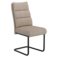 Moderne Tissu et Métal Chaise, Jeu de 2 - Beige et Noir