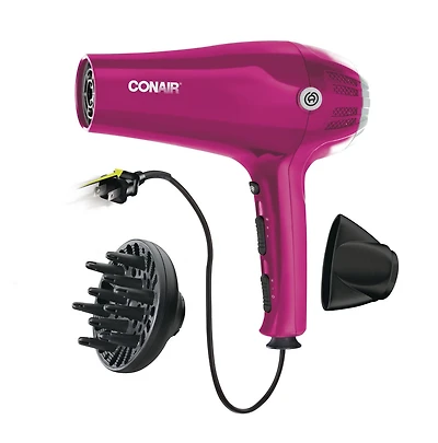 Sèche-cheveux Conair, 1875 w, grande taille, céramique de tourmaline, fuchsia, avec range-cordon Sèche-cheveux