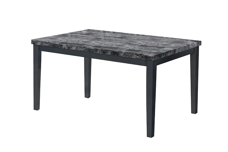 AERYS WINSOR 6 PCS  SOILDWOOD DINING TABLE SET WITH FAUX MARBLE TOP TABLE , 4  PU CHAIRS AND 1 PU BENCH,GREY