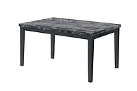 AERYS WINSOR 6 PCS  SOILDWOOD DINING TABLE SET WITH FAUX MARBLE TOP TABLE , 4  PU CHAIRS AND 1 PU BENCH,GREY