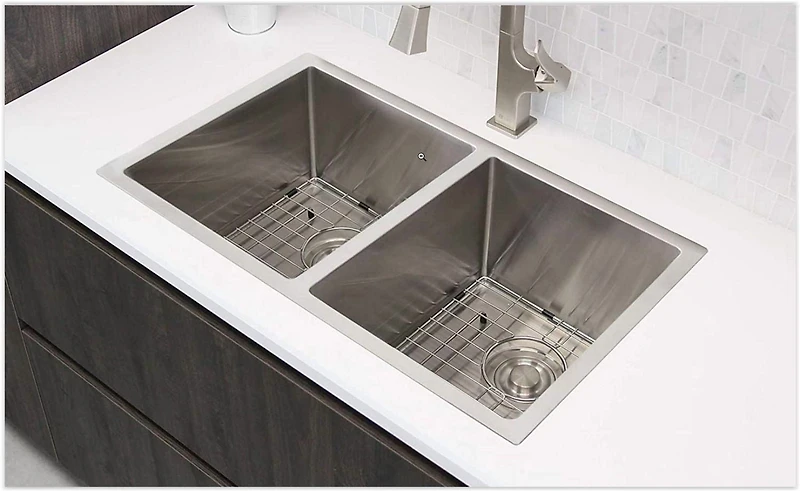 American Imaginations 29-in. W Undermount Brushed Nickel Kitchen Sink Set For Deck Mount Drilling - Strainer Included AI-29399