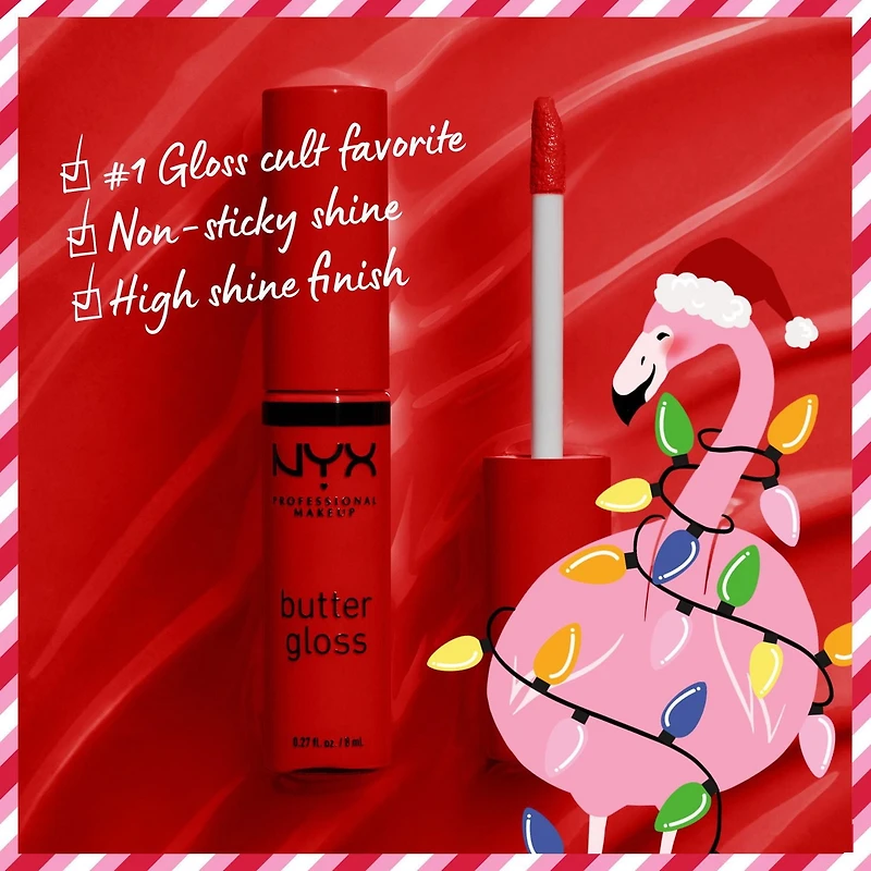 NYX PROFESSIONAL MAKEUP, Butter Lip Gloss Candy Swirl, Holiday limited-edition, Non-sticky gloss - CANDY APPLE