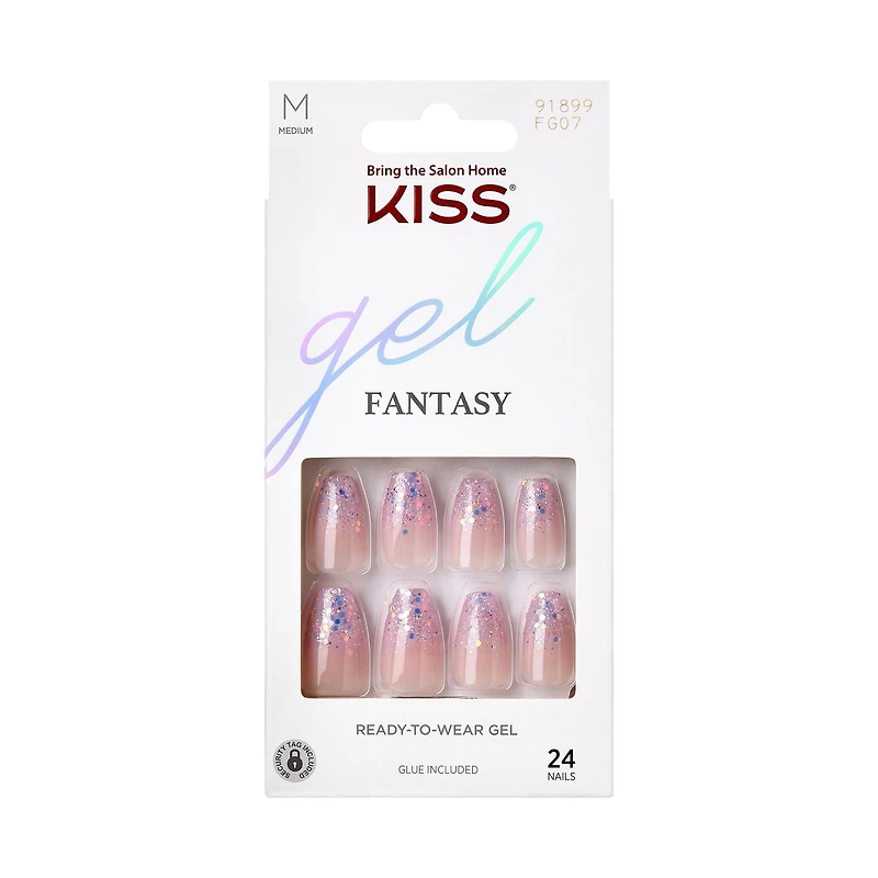 Kiss Gel Fantasy - faux ongles, 28 comptes, court Allure et longueur