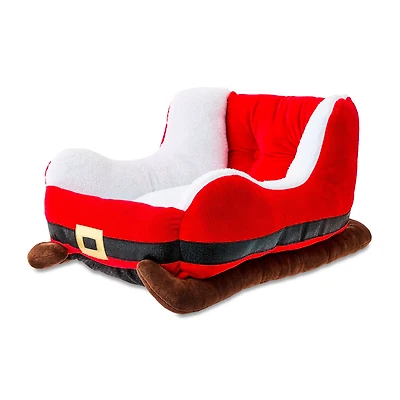 Vibrant Life Santa's Sleigh Small Holiday Pet Bed, Red and White, 19" x 16" x 11"