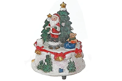 Polyresin Snow Santa Music Box