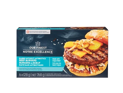 Our Finest Frozen Raised Without Antibiotics Beef Burgers