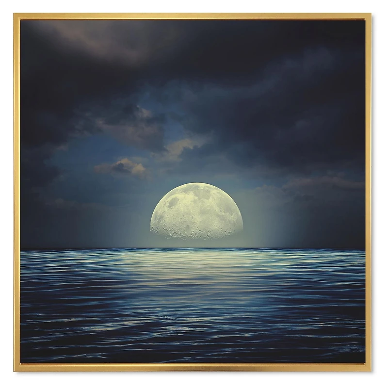 Designart Super Moon Over The Sea II FLOAT FRAME WALL ART