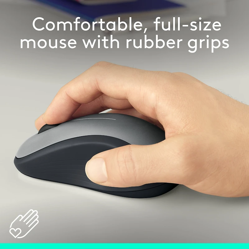 LogitechSouris Sans Fil Pleine Taille Ambidextre avec Récepteur USB Argent