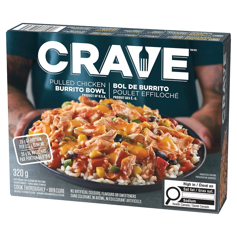 Crave Pulled Chicken Burrito Bowl Frozen Meal, 320g