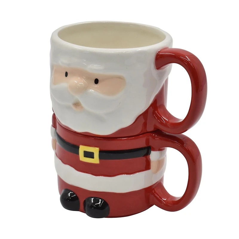 HOLIDAY TIME LOT DE 2 TASSES DOLOMITE DESIGN PÈRE NOËL