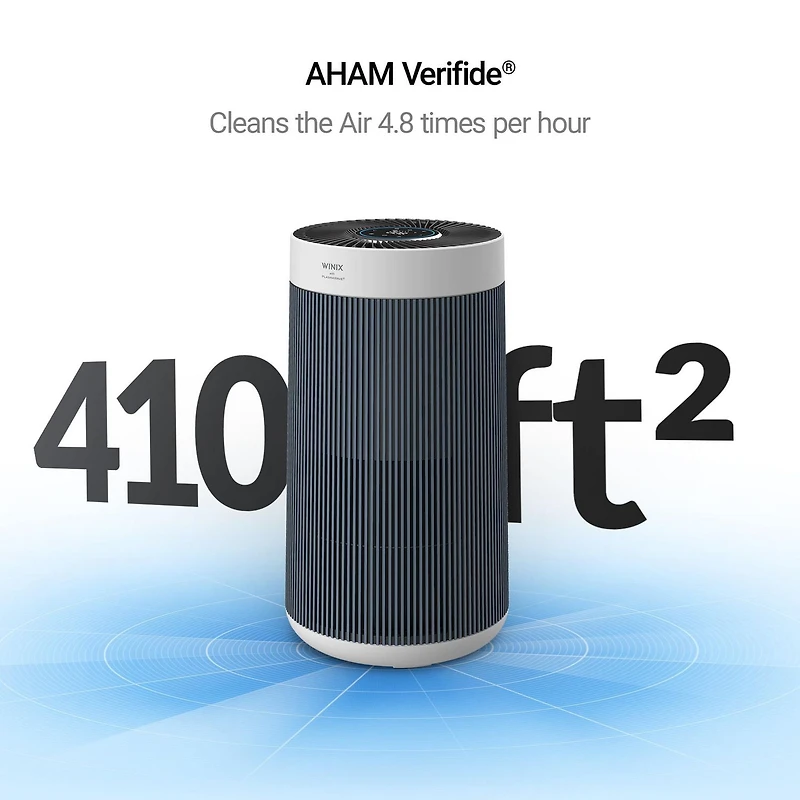 Purificateur d'air WINIX T830 pour très grandes pièces jusqu'à 1968 pi² en 1 heure avec Wi-Fi intelligent, moniteur de qualité de l'air, True HEPA, filtre à charbon et mode automatique, capture les al