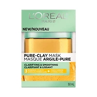 L'Oréal Paris Pure-Clay Cleansing Mask with 3 Mineral Clays + Yuzu Lemon Extract, Clarifies and Smoothes Skin with Imperfections, 50 ml