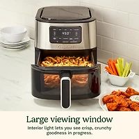 Cuisinart Friteuse à air, panier de 6 litres en acier inoxydable, pièces lavables au lave-vaisselle avec 5 préréglages pour rôtir, cuire, griller, frire à l'air libre et garder au chaud, friteuse