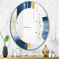 Designart 'Indigo Panel IV' Miroir Moderne - Miroir Mural Ovale ou Rond - 24x36