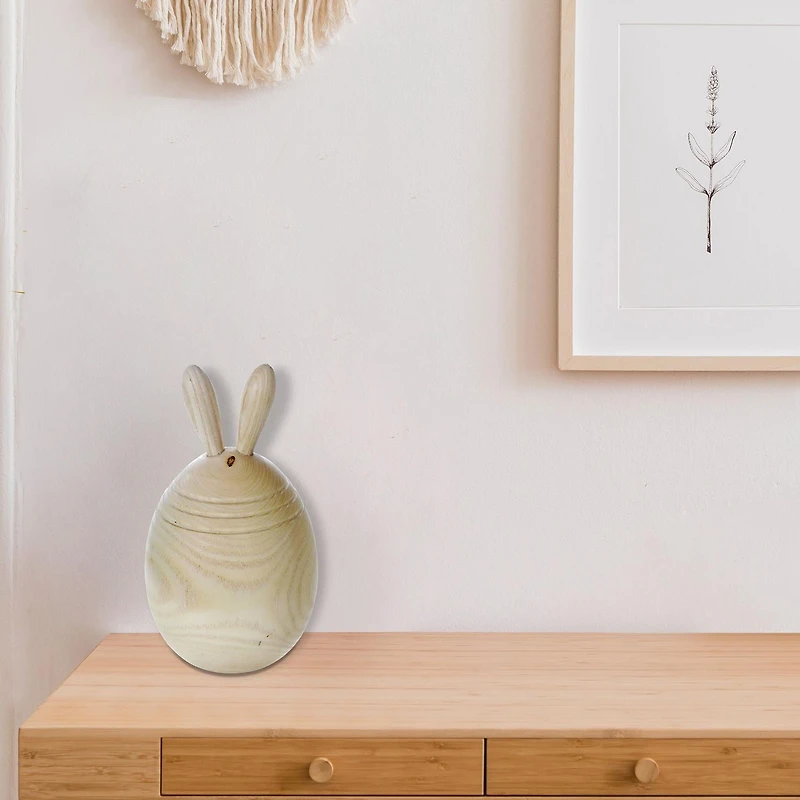 Décor D'Oeufs De Lapin En Bois Naturel