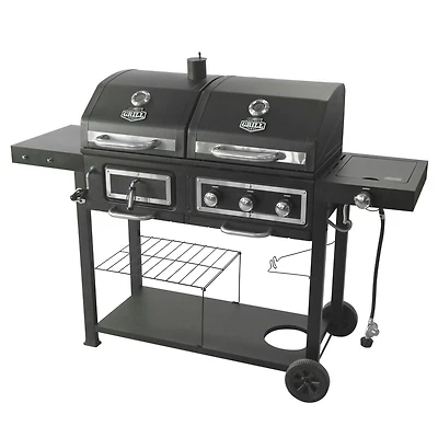 Expert Grill 3 Burner Gas & Charcoal Combo Grill, Black with Stainless Steel, GBC1793WC-C, 735 Sq. In. cooking area