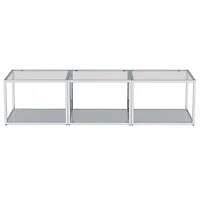Table de Basse Petite Contemporaine en Métal et Verre, Jeu de 3 - Argent