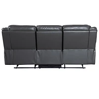 Primo Declan 85 in. Dark Grey Motion Sofa with Built-in Cupholder, Manual Reclining Seats, Plush Cushions, Durable Frame for Living Room Comfort