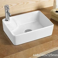 American Imaginations 17.5-in. W Above Counter White Bathroom Vessel Sink For 1 Hole Left Drilling AI-28199