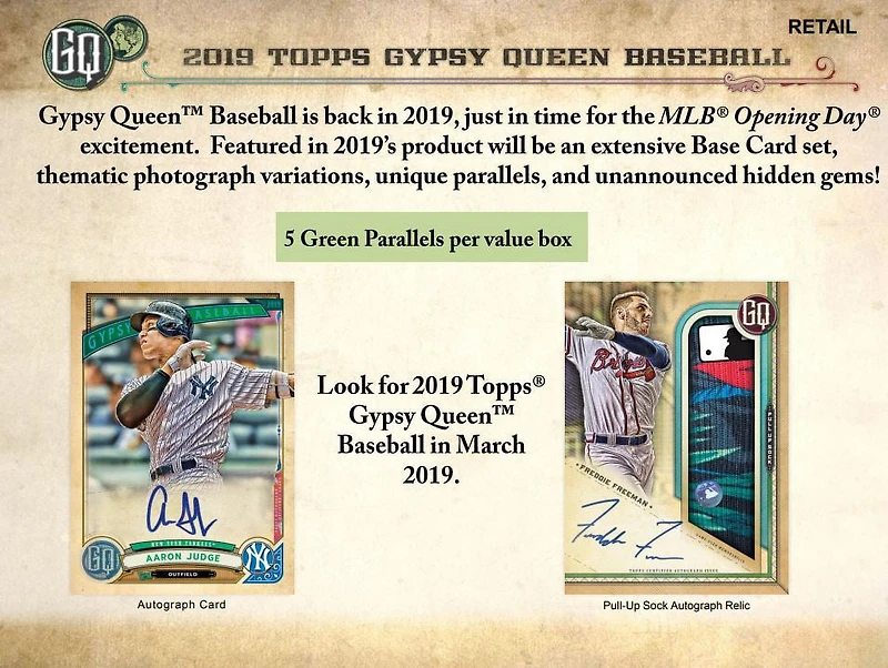 PACK DE VALEUR 19 TOPPS GYPSY QUEEN BASEBALL