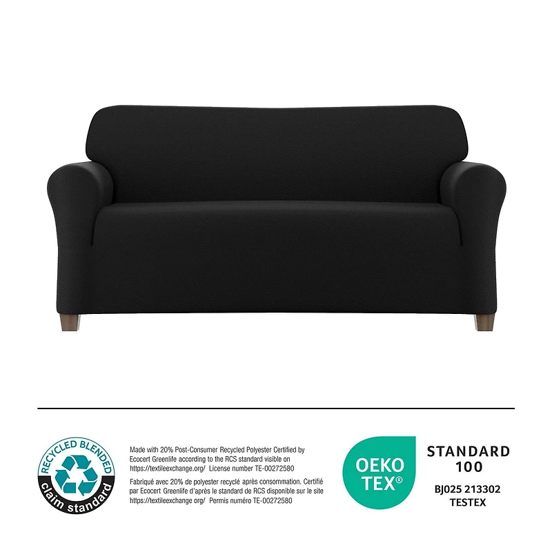 Housse de sofa extensible douce Pixel, housse de mobilier fabriquée avec 20 % de tissu recyclé, lavable à la machine couleurs assorties