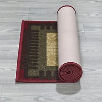 Ottomanson Siesta Kitchen Collection Non-Slip Rubberback Rooster Design 2x5 Kitchen Runner Rug, 20" x 59", Beige/Red