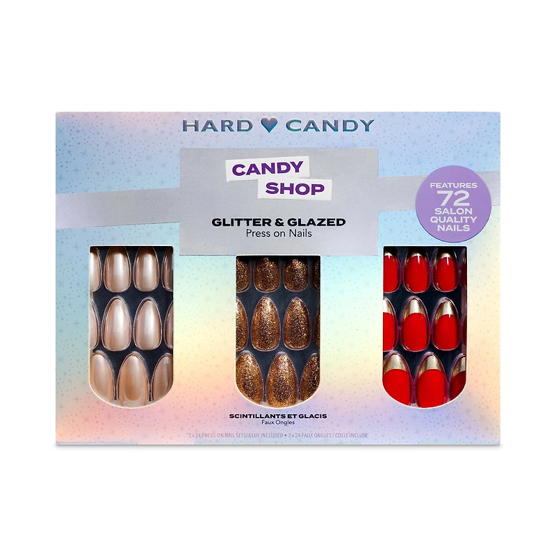 Hard Candy Ongles à pression, à paillettes et vernis 3 Pcs