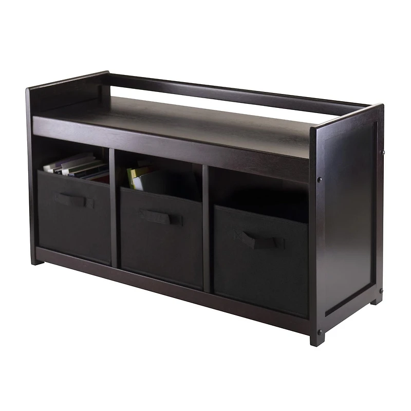 Banc de rangement Addison de Winsome Trading Inc. 4 pièces avec 3 paniers en tissu pliables