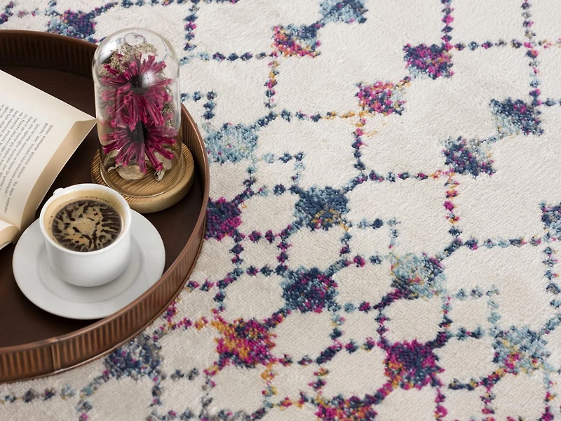 Tapis d'interieur Rug Branch Savannah Boho, beige bleu, moderne - Salon, chambre, salle a manger et cuisine<br>