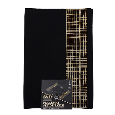 Set de table à motifs croisés noir et or Thyme & Table textiles de cuisine
