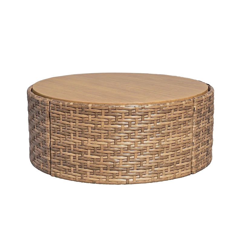 Beautiful Wicker Outdoor Reversible-Top Storage Ottoman/Coffee Table & Cover by Drew Barrymore, Brown/Porcini