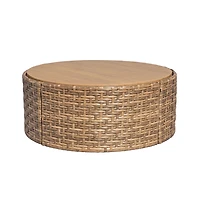 Beautiful Wicker Outdoor Reversible-Top Storage Ottoman/Coffee Table & Cover by Drew Barrymore, Brown/Porcini