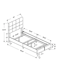 Monarch Specialties Lit, Taille Jumelle, Rembourré, Chambre À Coucher, Cadre Seulement, Jeune, Adolescent, Juvénile, Boucle Gris Fonc