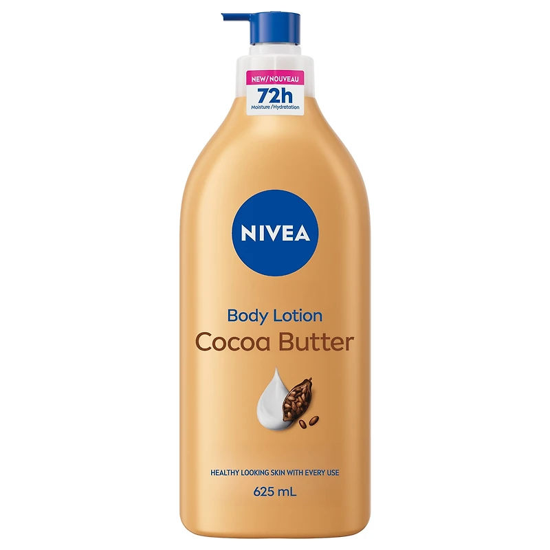 NIVEA Cocoa Butter 72-Hr Moisture Body Lotion for Dry Skin with Hyaluronic Acid, 625 mL, 625 mL