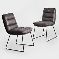 Homy Casa Set of 2 Upholstered Dining Chairs with Soft Padded Seat and Anti-Slip Metal Frame, Grey