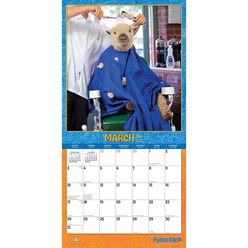 BrownTrout Avanti Funny Farm 2024 12x24 Inch Square Wall Calendar, 9781975466541