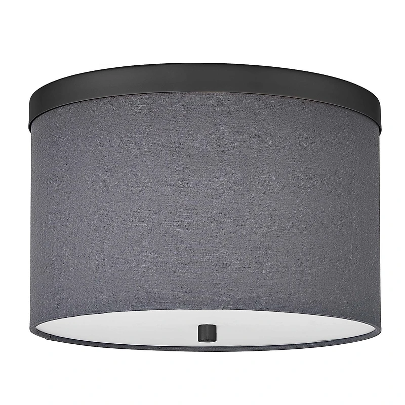 Plafonnier à 2 lumières Frederica, noir mat, abat-jour gris