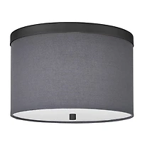 Plafonnier à 2 lumières Frederica, noir mat, abat-jour gris