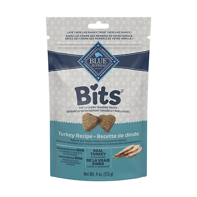 Friandises molles pour chiens Blue Buffalo Bits pour l'entraînement, recette à la dinde, sac de 113 g