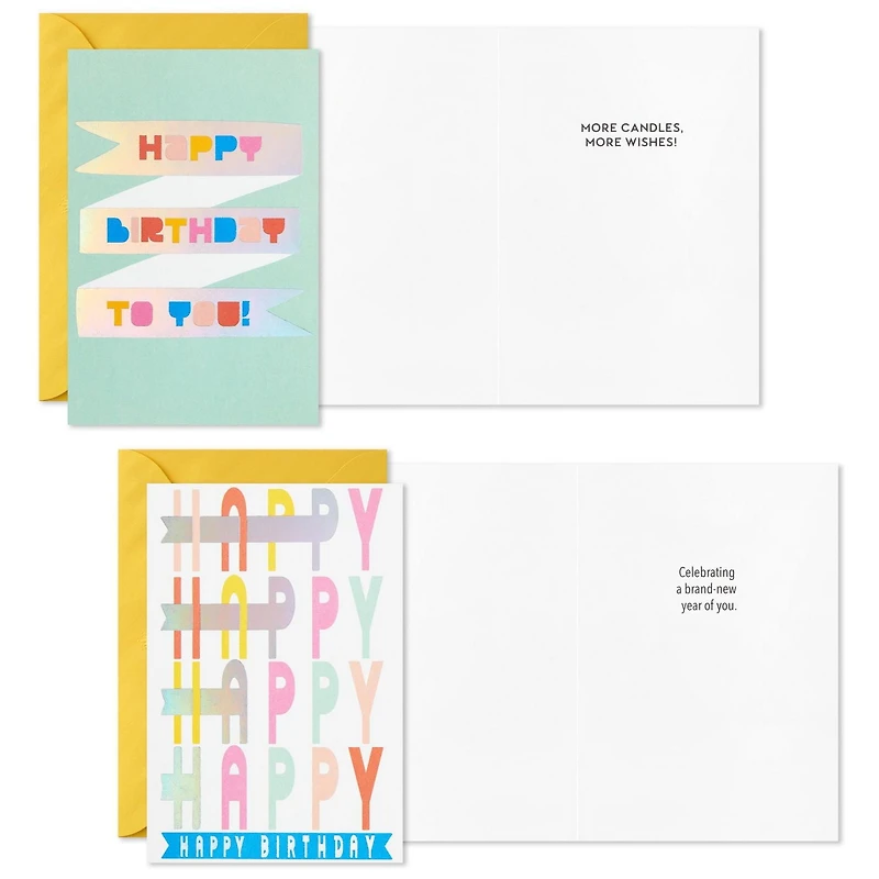 Hallmark Birthday Cards Assortment, 36 Cards with Envelopes (Pastels)