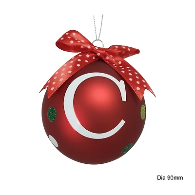 HOLIDAY TIME C RED LETTER GLASS ORNAMENT