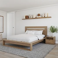 Ensemble de chambre à coucher Morgan 3 pièces avec tête de lit, sommier à lattes et 1 table de chevet