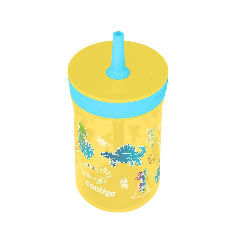 Contigo Kids Leighton Spill-Proof Tumbler with Straw, Pineapple Dinos, 14 oz (414 mL)