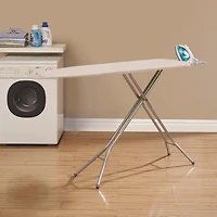 Mainstays Planche à repasser à 4 pieds avec repose-fer, structure réglable et pliable, dessus en maille avec housse en tissu pour fer, repose-fer supplémentaire, 4 pieds pour une base stable, rangemen Dimensions du produit assemblé : L54 x P14 x H36,4 pouces/137,1 x 35,5 x 92,4 cm